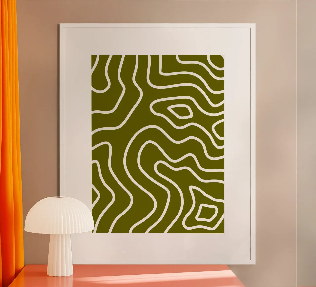 Weiße Linie Armeegrüner Hintergrund Poster von MODERN NUANCE