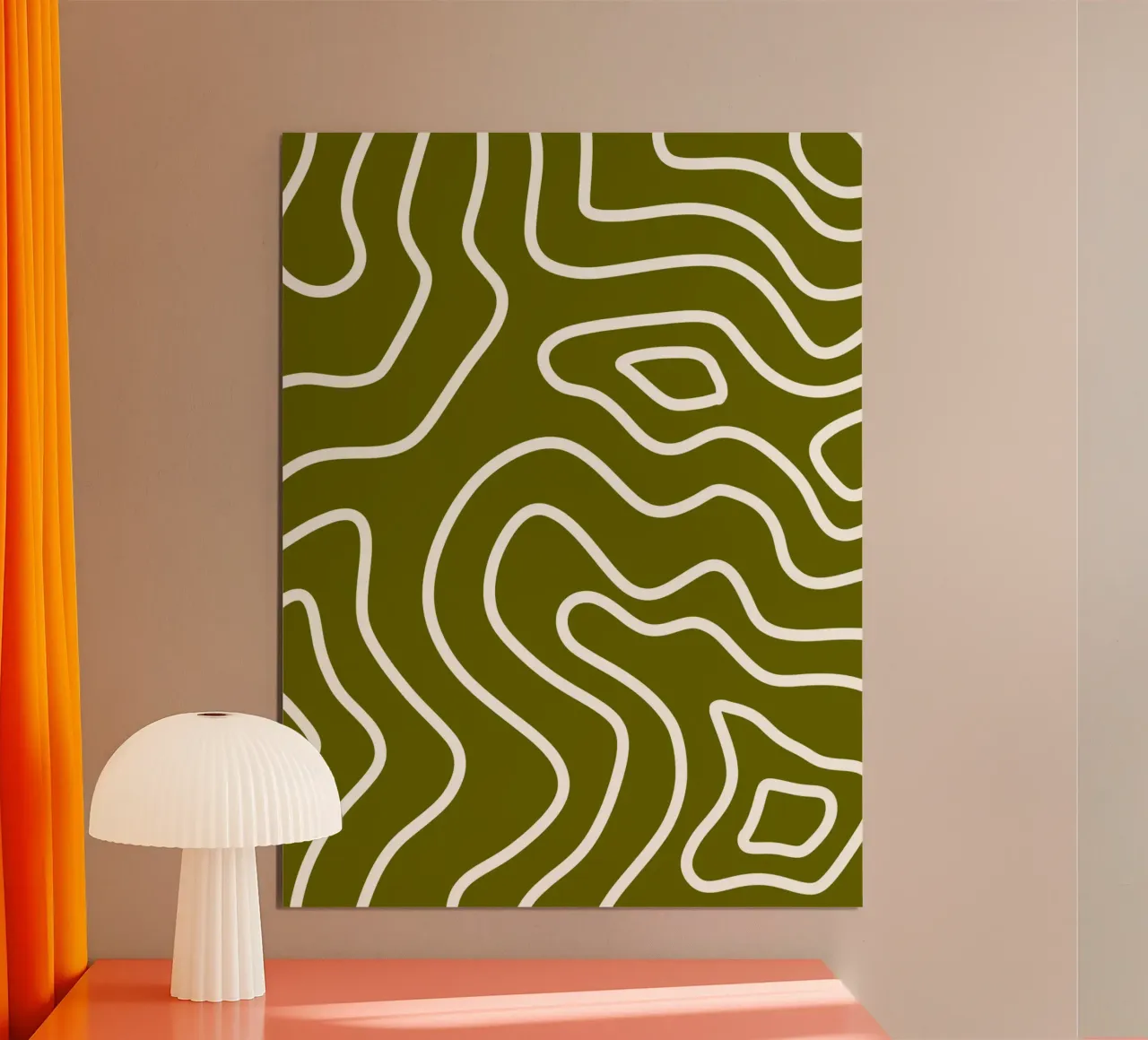Weiße Linie Armeegrüner Hintergrund Poster von MODERN NUANCE
