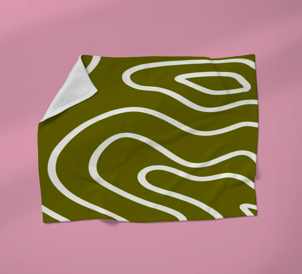 White Line Army Green Background fleece blanket by MODERN NUANCE