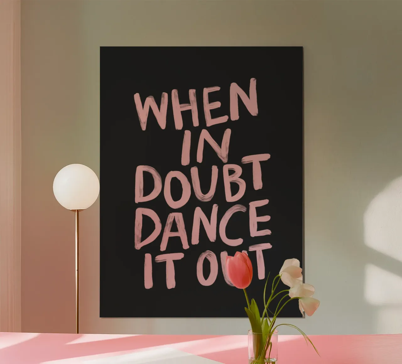 Quando si è in dubbio si balla in rosa nero con scritte sgargianti carta hahnemühle da THE MOTIVATED TYPE