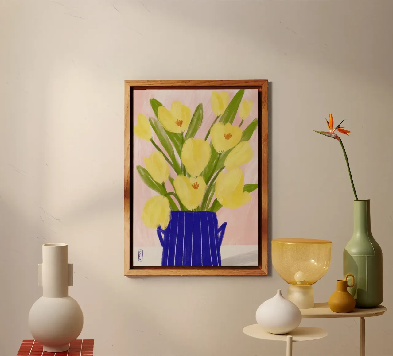 Tulipani gialli in vaso alluminio dibond da Pictufy Sun & Spirit