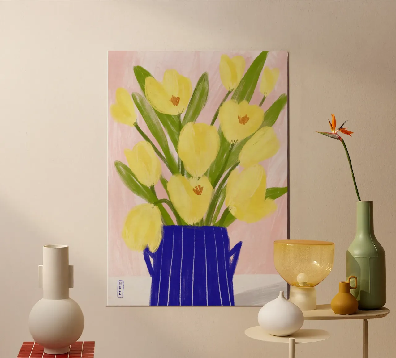 Tulipani gialli in vaso alluminio dibond da Pictufy Sun & Spirit