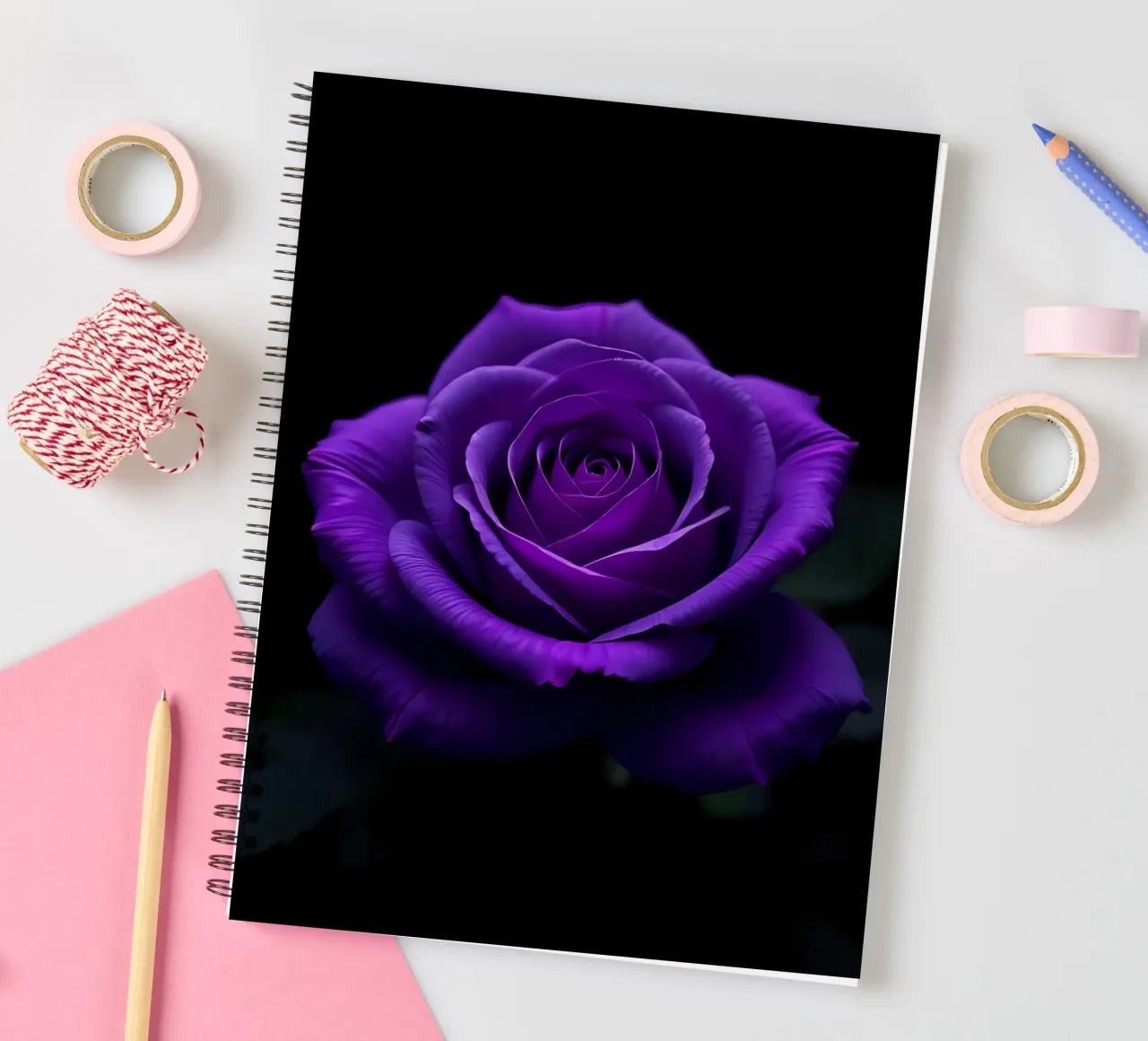 Rose_purple_01 spiral notebook by Farb- und Blütenzauber by LK