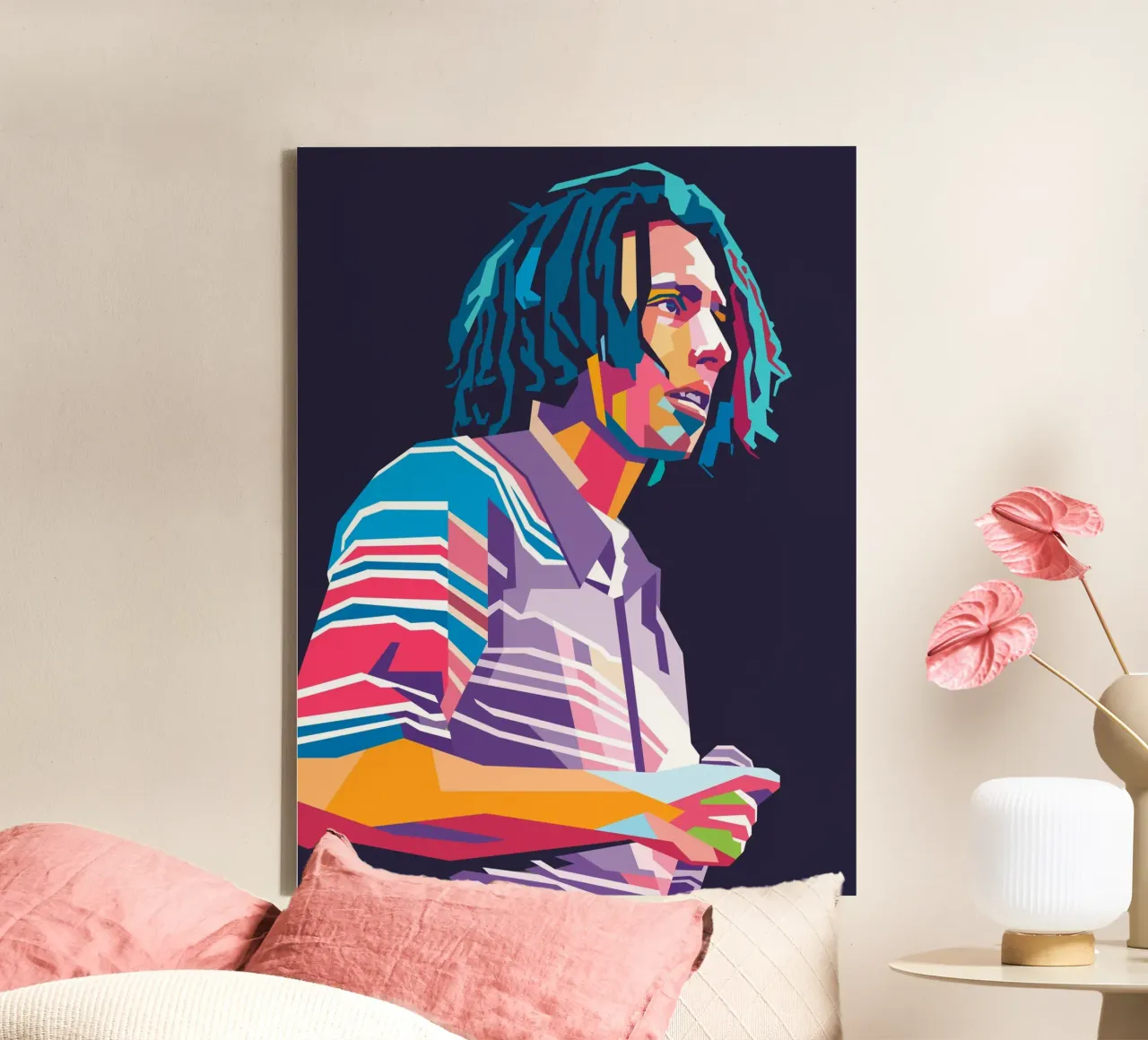 Zack DeLarocha Rage Againts The Machine ritratto pop art tela con Cornice a cassetta da Hantamrata