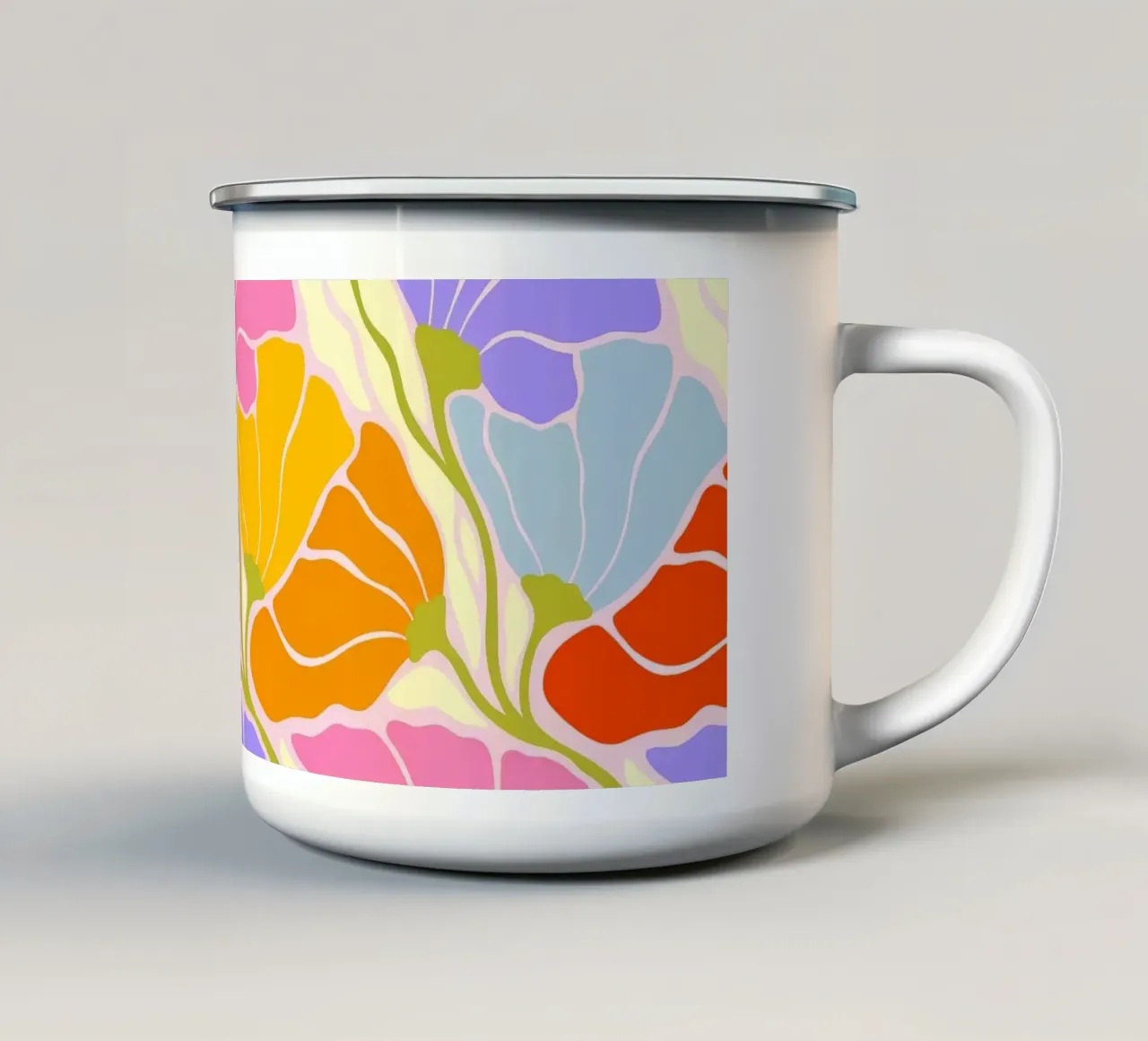 Floreale audace e vibrante - Ispirazione Art Nouveau e Japandi tazza in smalto da Dominique Vari