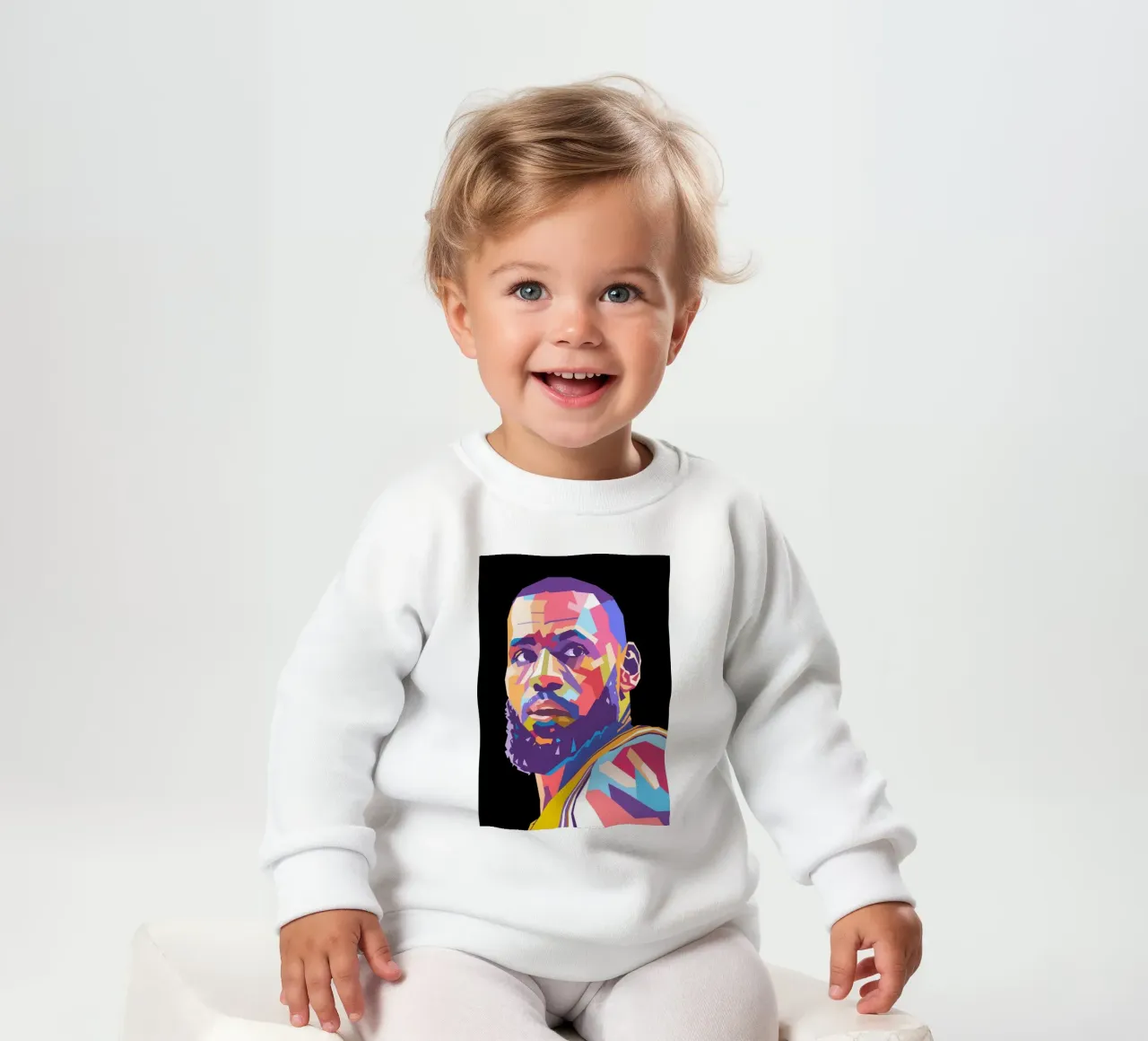 Ritratto pop art di Lebron James felpa neonato da Hantamrata