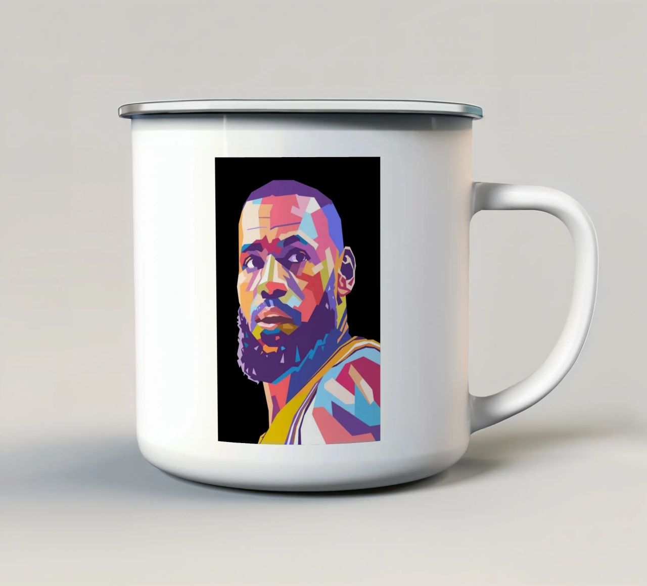 Ritratto pop art di Lebron James tazza in smalto da Hantamrata
