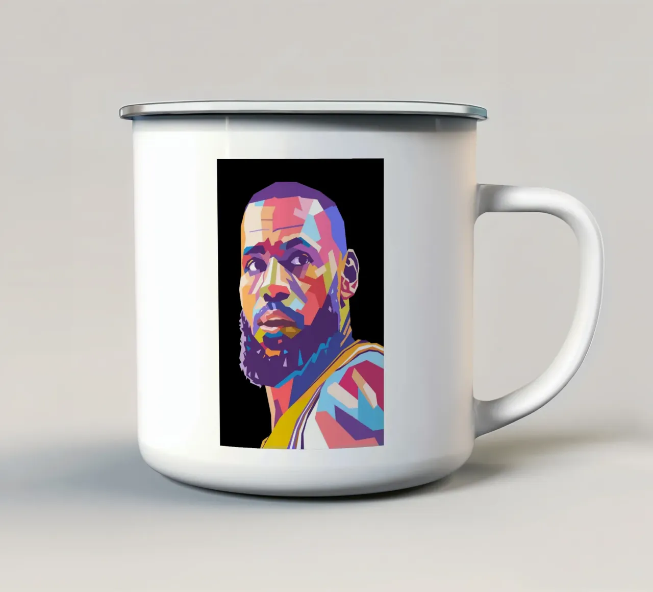 Ritratto pop art di Lebron James tazza in smalto da Hantamrata