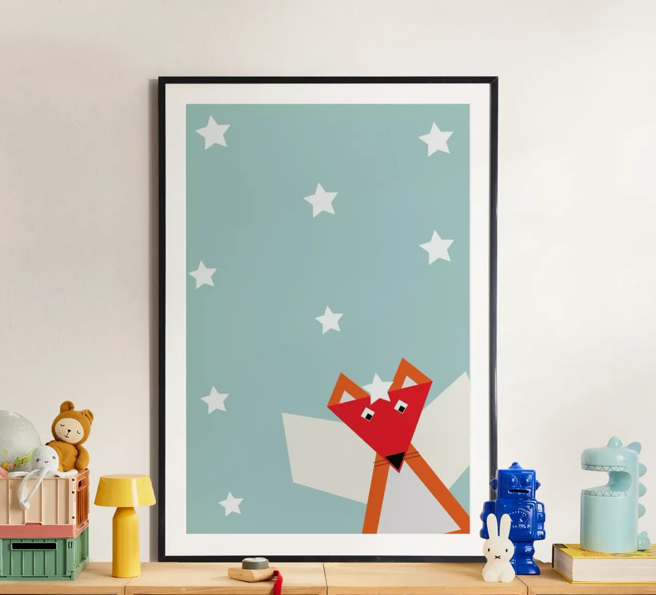 Xmas Fox poster con telaio in alluminio da XOXO Arte