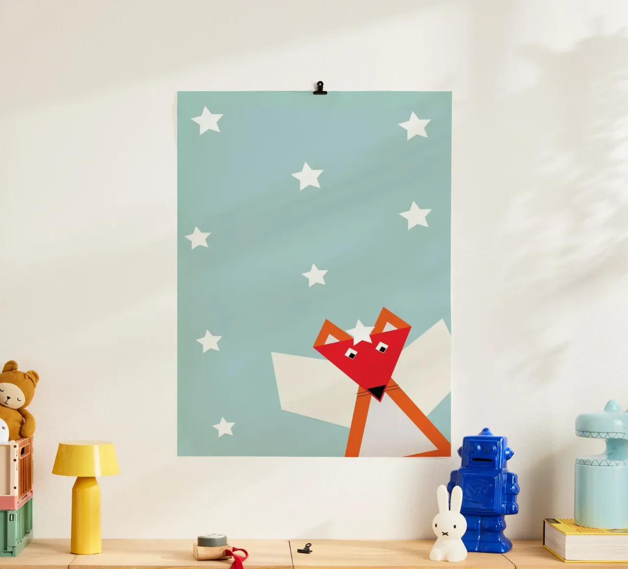 Xmas Fox poster con telaio in alluminio da XOXO Arte