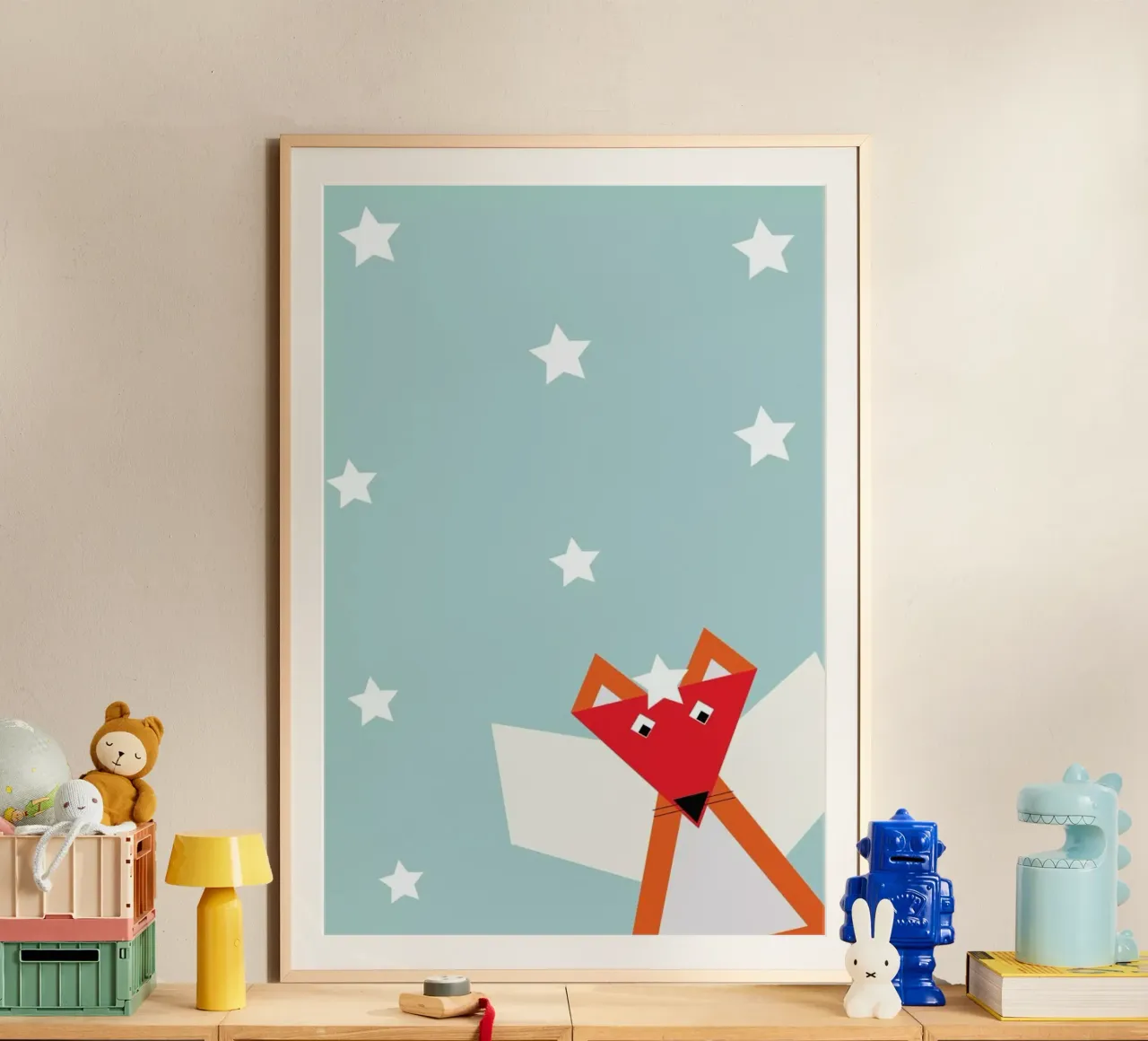 Xmas Fox poster con telaio in alluminio da XOXO Arte