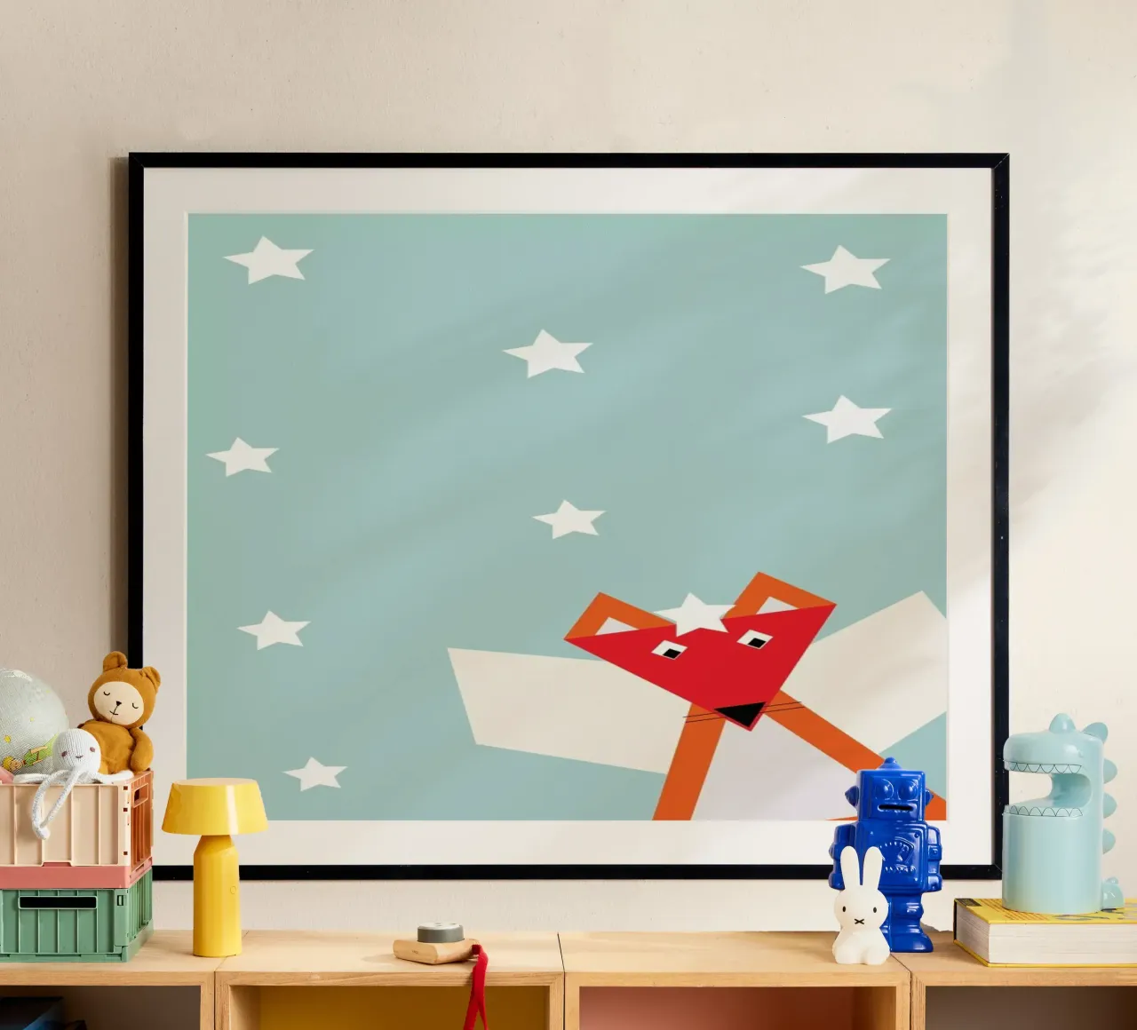 Xmas Fox poster con telaio in alluminio da XOXO Arte