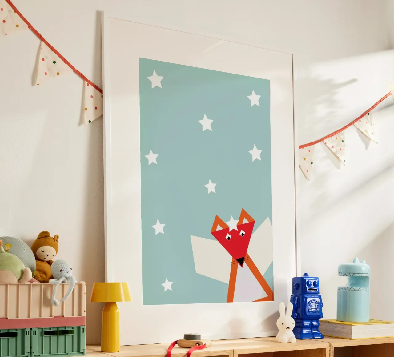 Xmas Fox poster con telaio in alluminio da XOXO Arte