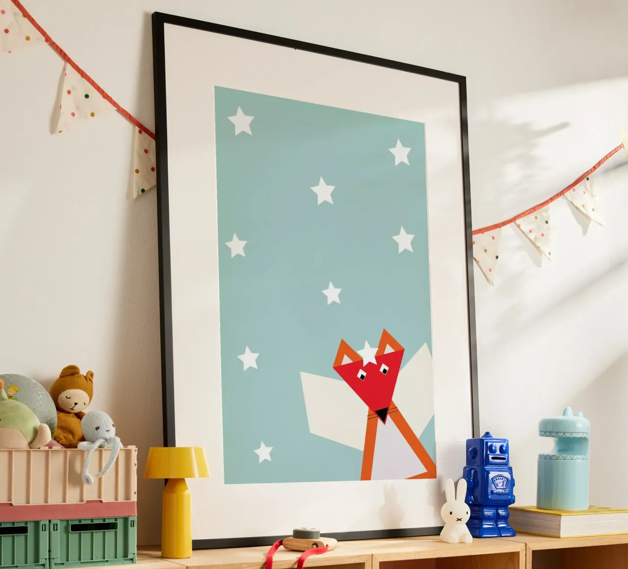 Xmas Fox poster con telaio in alluminio da XOXO Arte