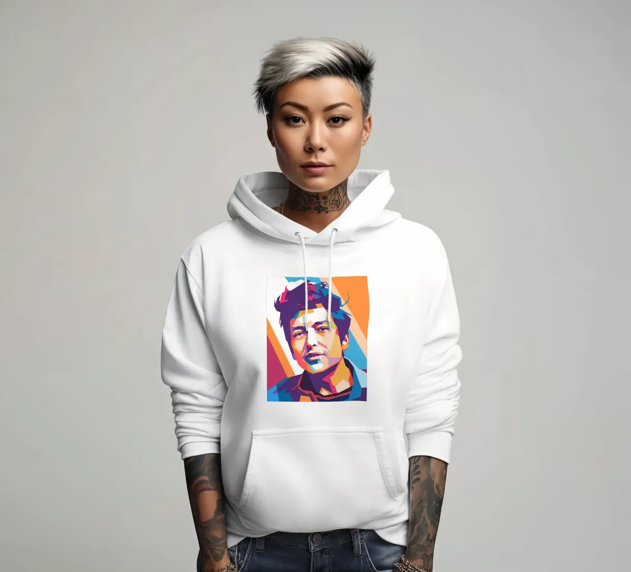 Ritratto pop art di Bob Dylan felpa con cappuccio da Hantamrata