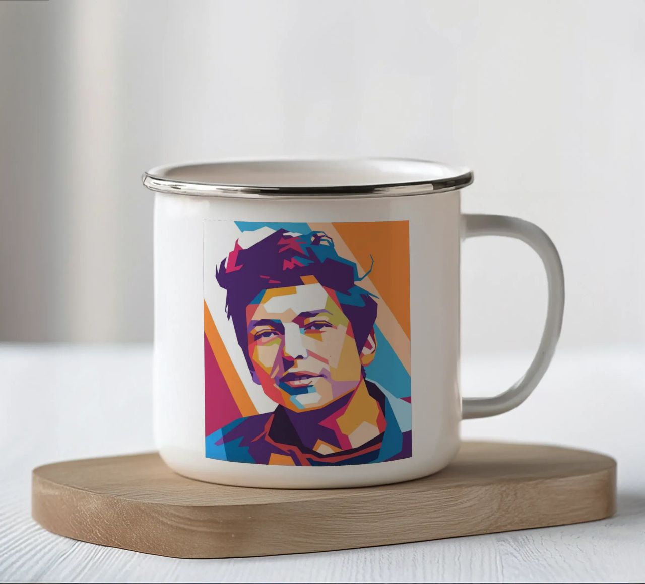 Ritratto pop art di Bob Dylan tazza in smalto da Hantamrata