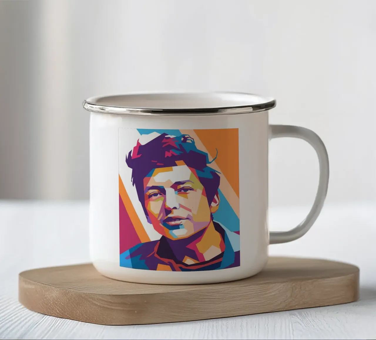 Retrato pop art de Bob Dylan taza de esmalte de Hantamrata