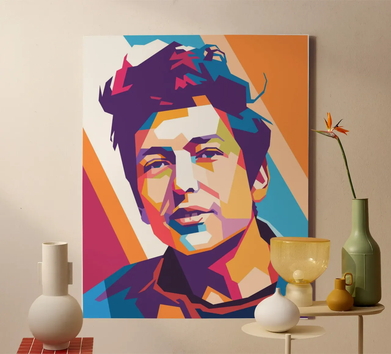Ritratto pop art di Bob Dylan tela con Cornice a cassetta da Hantamrata