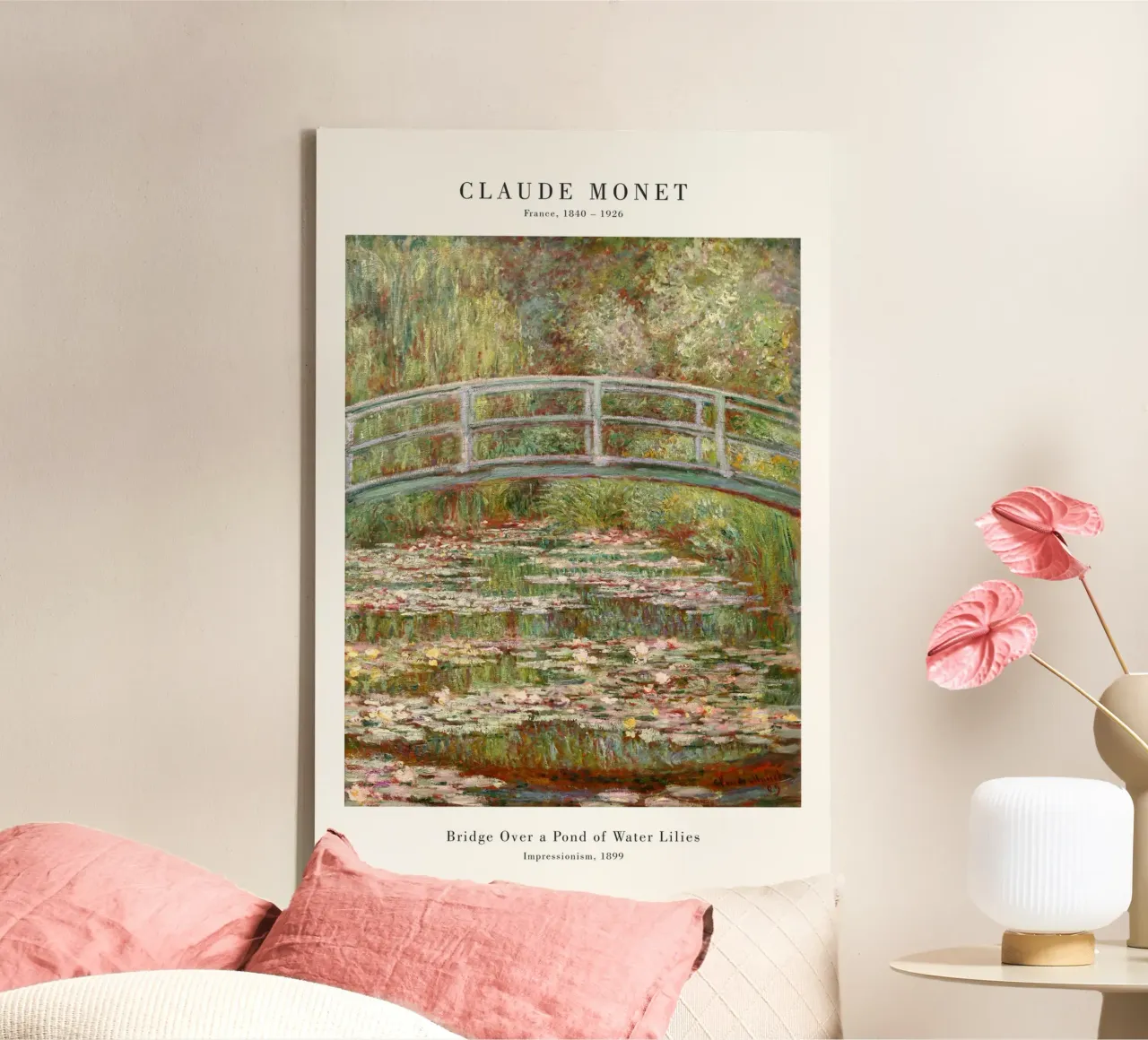Claude Monet - Ponte su uno stagno di ninfee tela con Cornice a cassetta da Old Masters