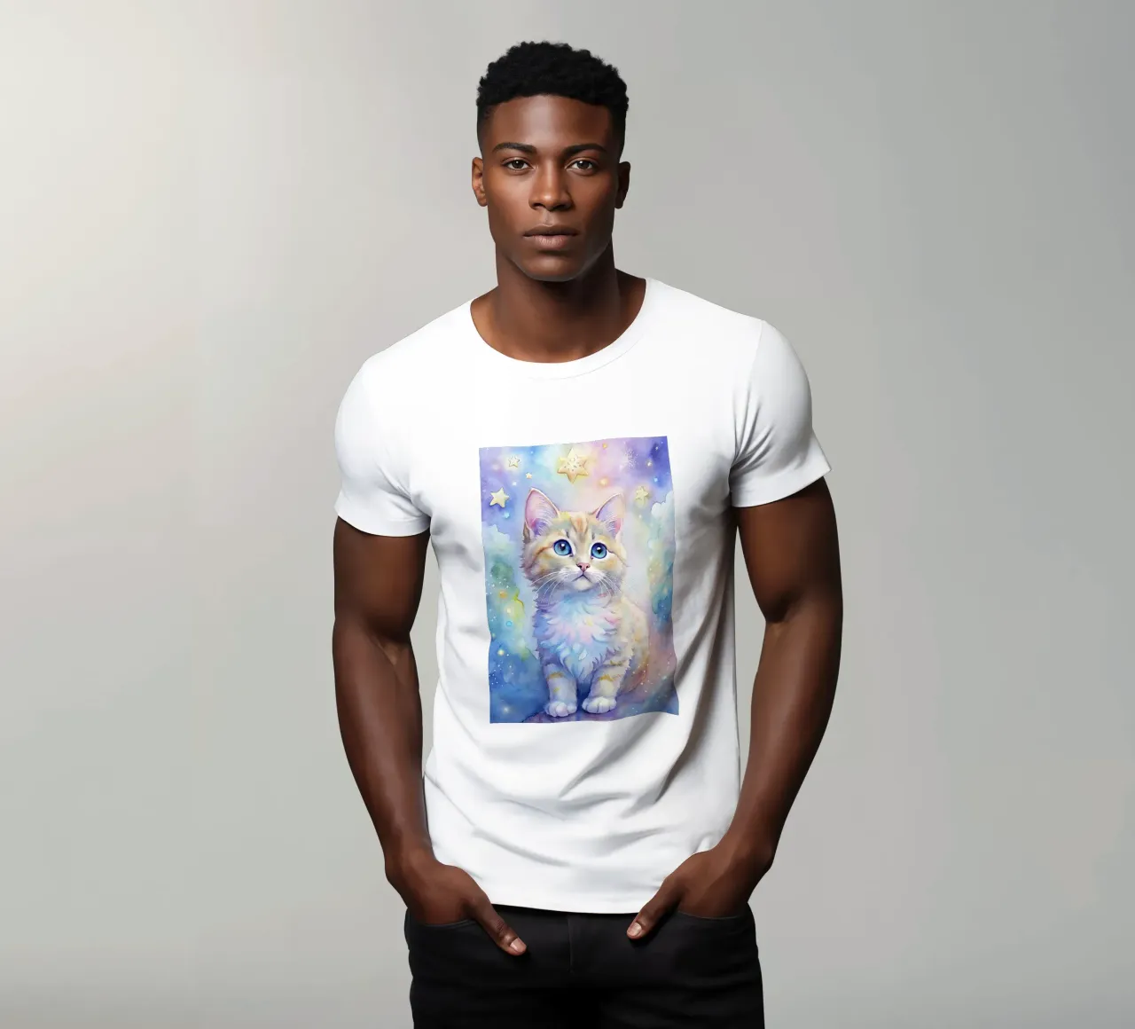Gattino in acquerello t-shirt da 🎁 ARTVI-SHOP