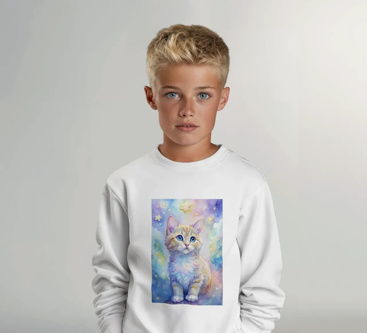 Gattino in acquerello felpa bambino da 🎁 ARTVI-SHOP