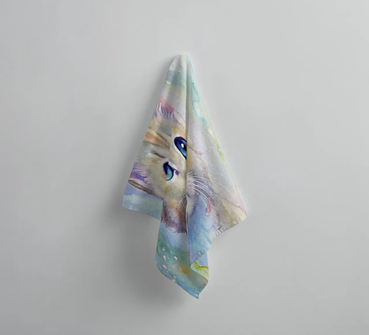 Gattino in acquerello asciugamano da bagno da 🎁 ARTVI-SHOP