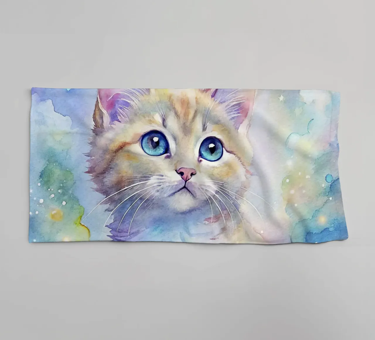 Gattino in acquerello asciugamano da bagno da 🎁 ARTVI-SHOP