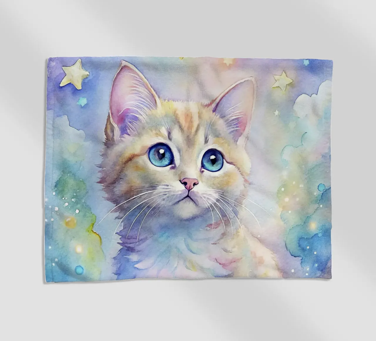 Gattino in acquerello telo mare da 🎁 ARTVI-SHOP