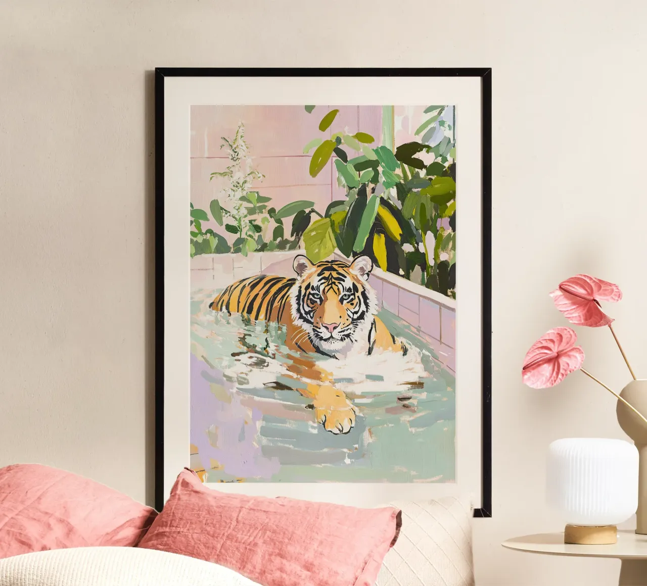 Tigre poster con telaio in legno da ArtByNiki