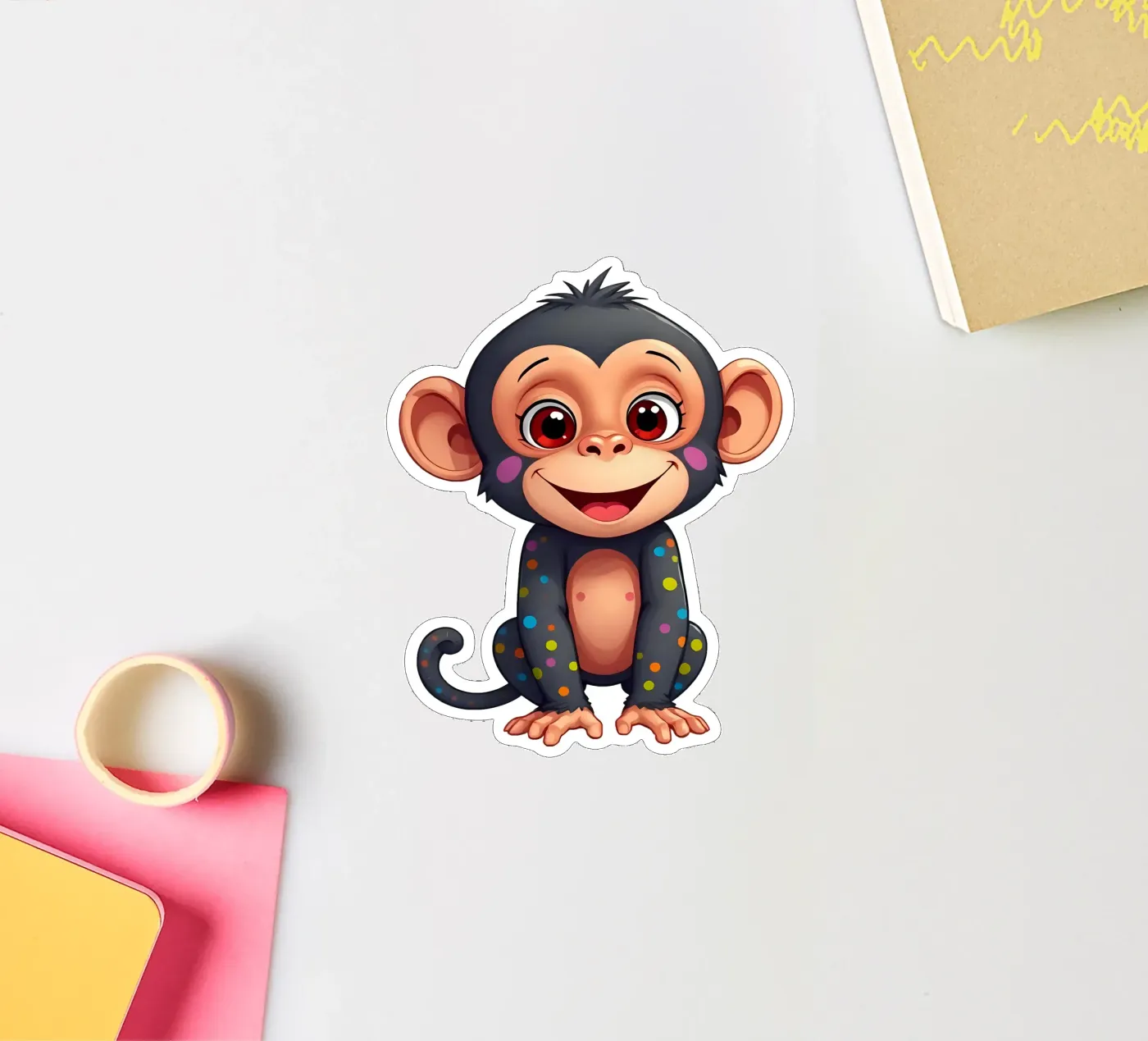 Affe_5a sticker van Tierisch bunt by LK