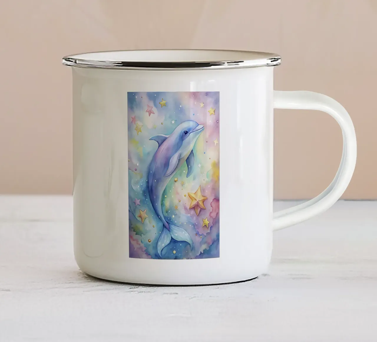 Delfino ad acquerello tazza in smalto da 🎁 ARTVI-SHOP