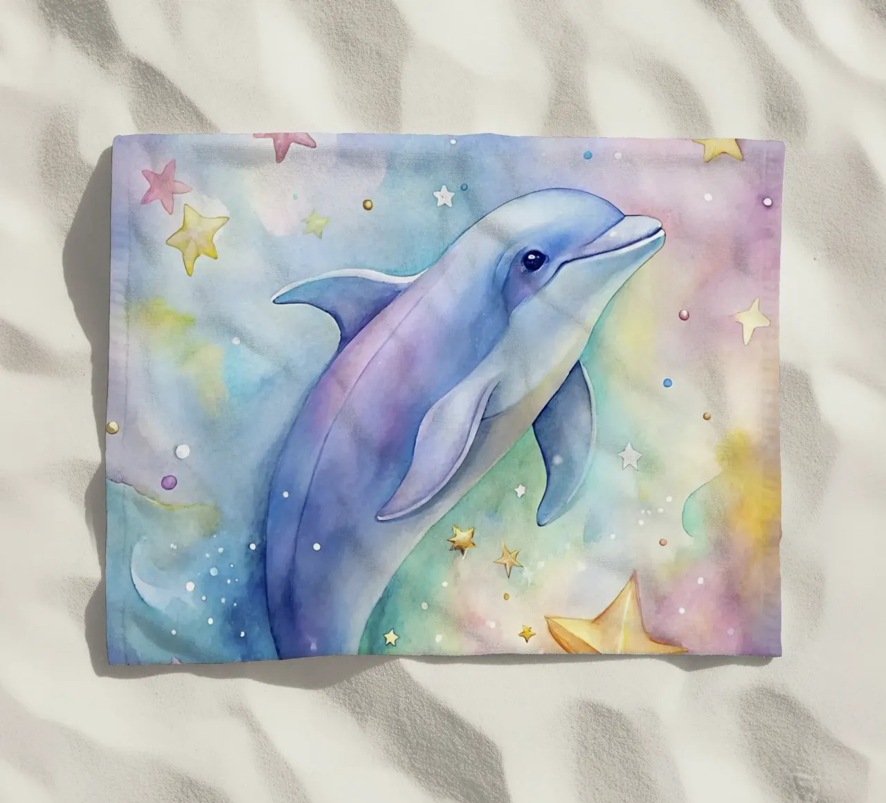 Delfino ad acquerello telo mare da 🎁 ARTVI-SHOP