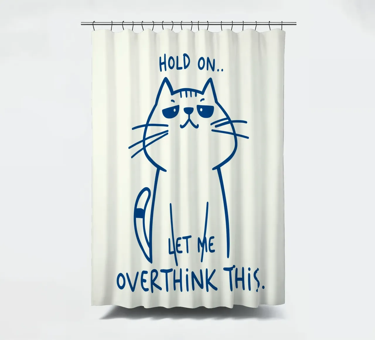 Overthink Cat - Let me think for a moment shower curtain by QuooodZ by MooodzArt
