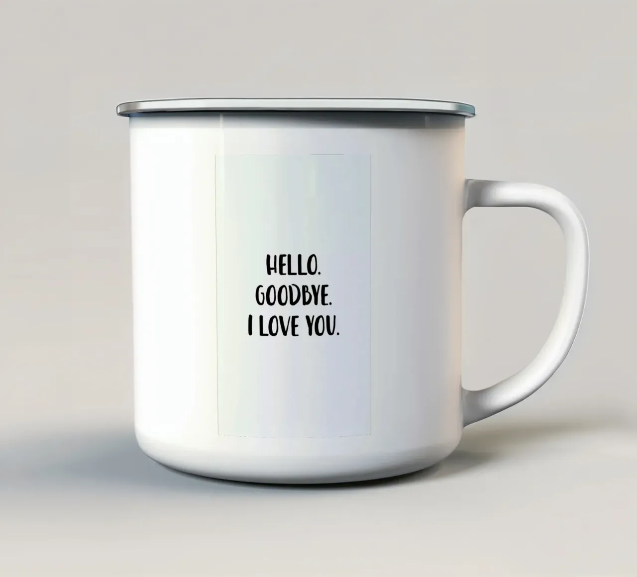 Hello Goodbye emaille mok van daylight design studio