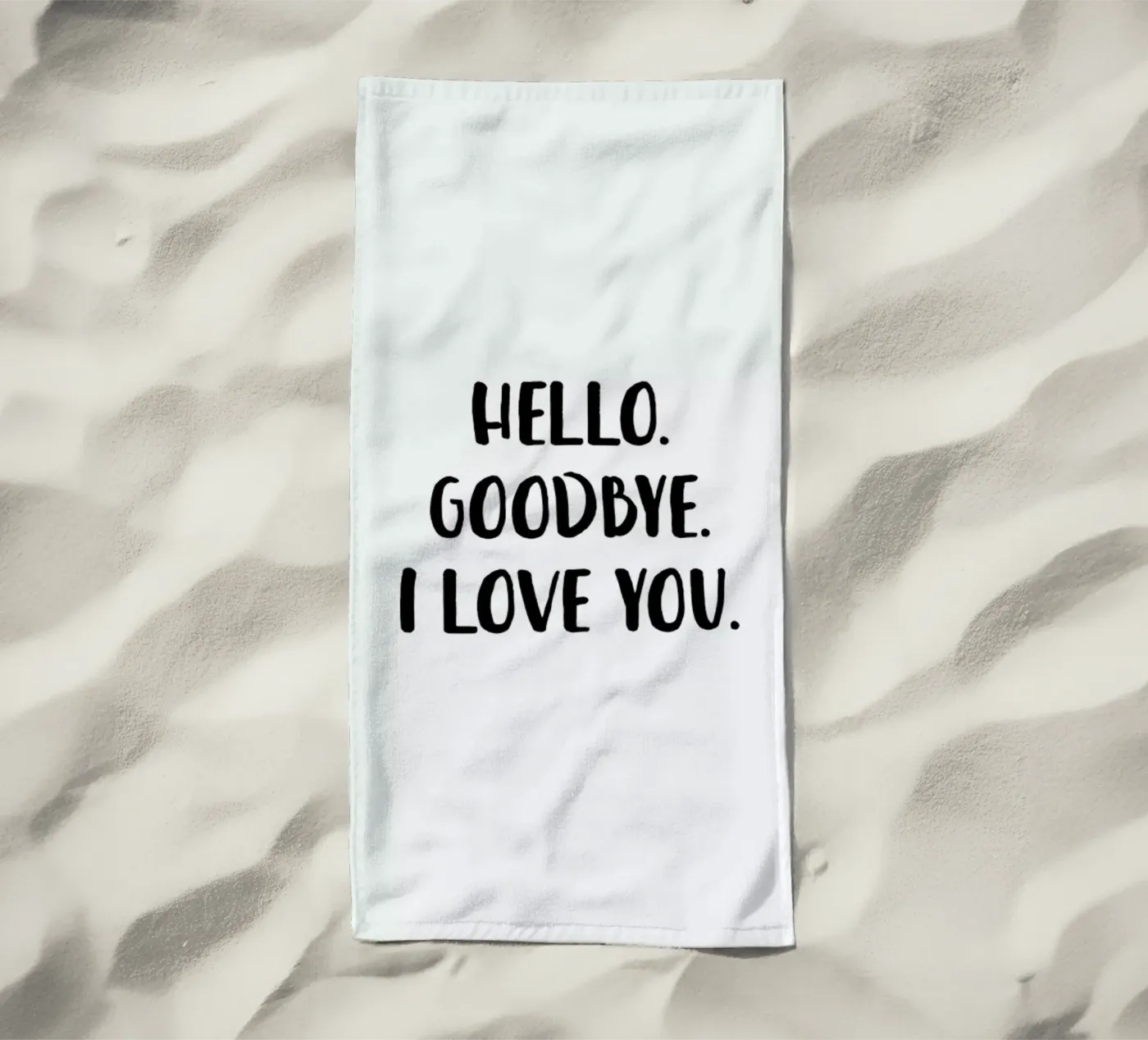 Hello Goodbye beach towel by daylight design studio
