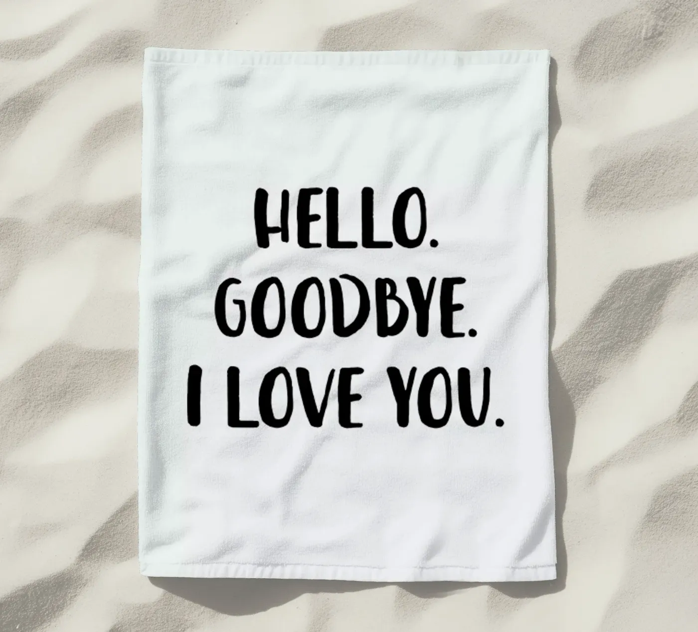 Hello Goodbye beach towel by daylight design studio