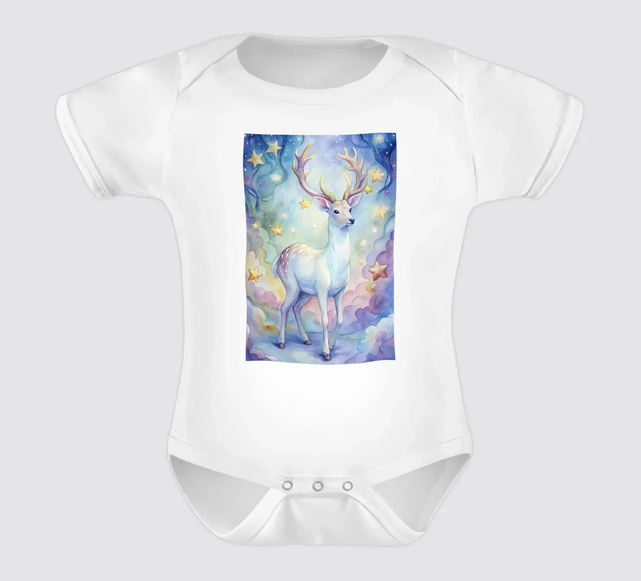 Cervo in acquerello body neonato maniche corte da ARTVI-SHOP