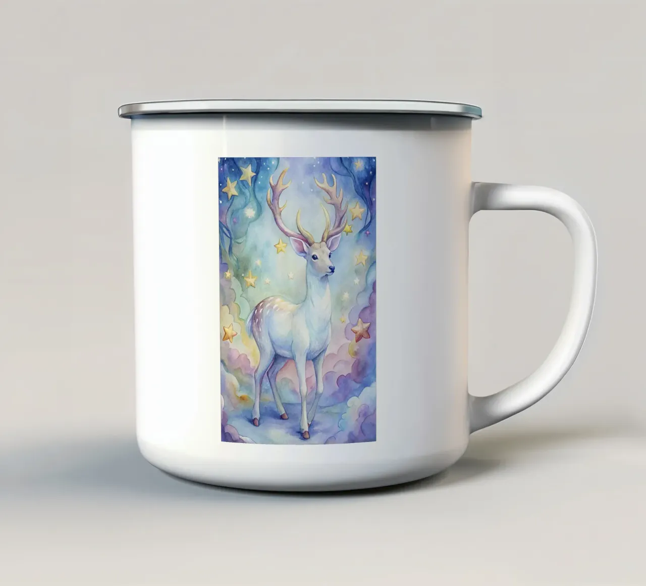 Cervo in acquerello tazza in smalto da ARTVI-SHOP