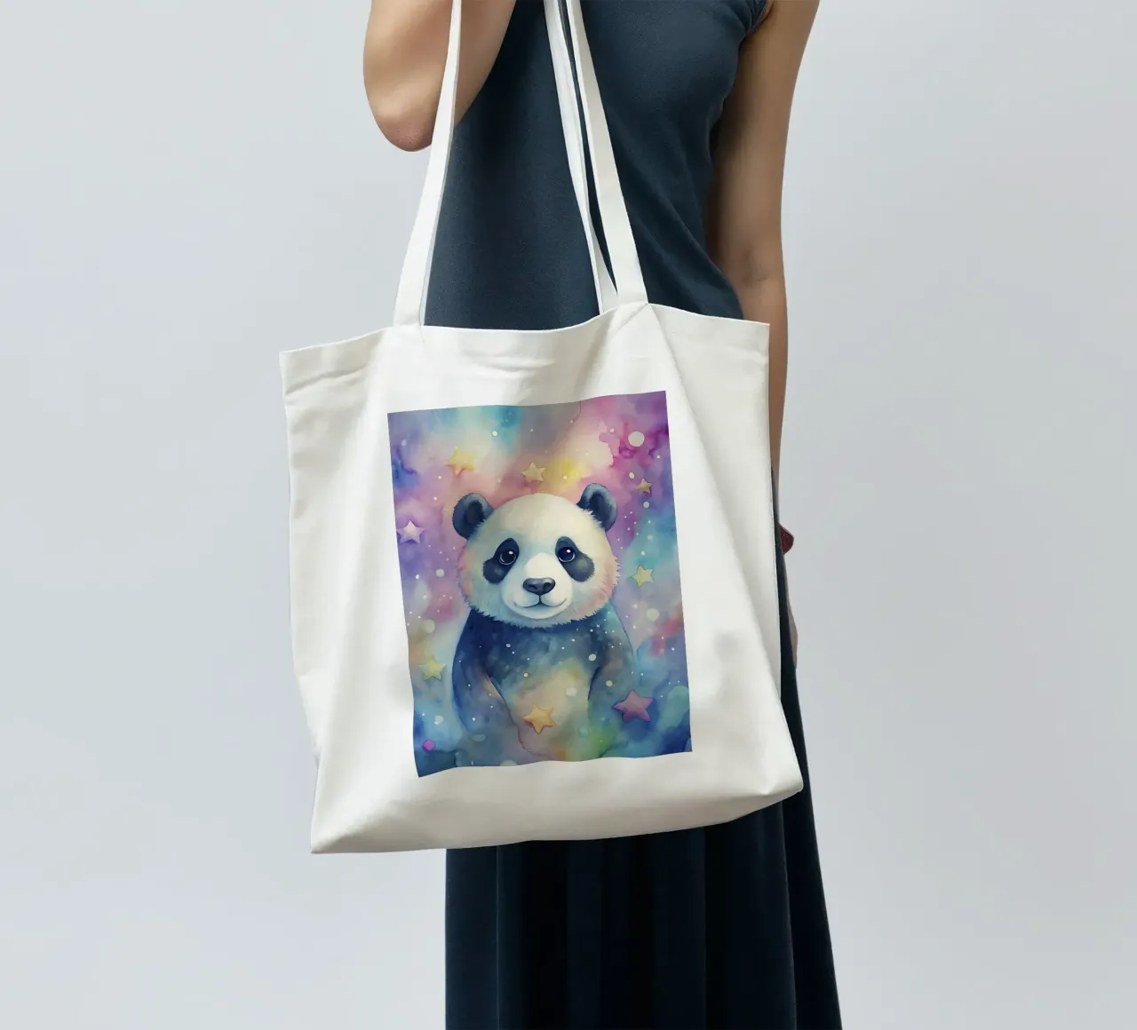Orso panda in acquerello borsa in juta da 🎁 ARTVI-SHOP
