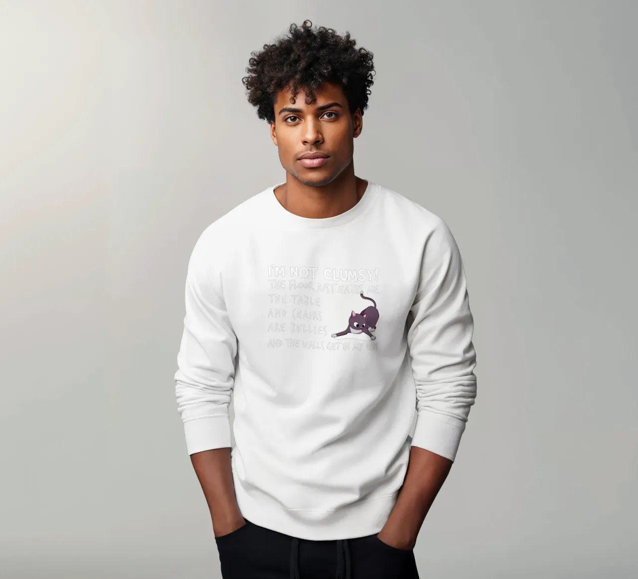 I'M NOT CLUMSY! THE FLOOR JUST HATES ME , THETABLE AND CHAIR sweatshirt van edsonramosart