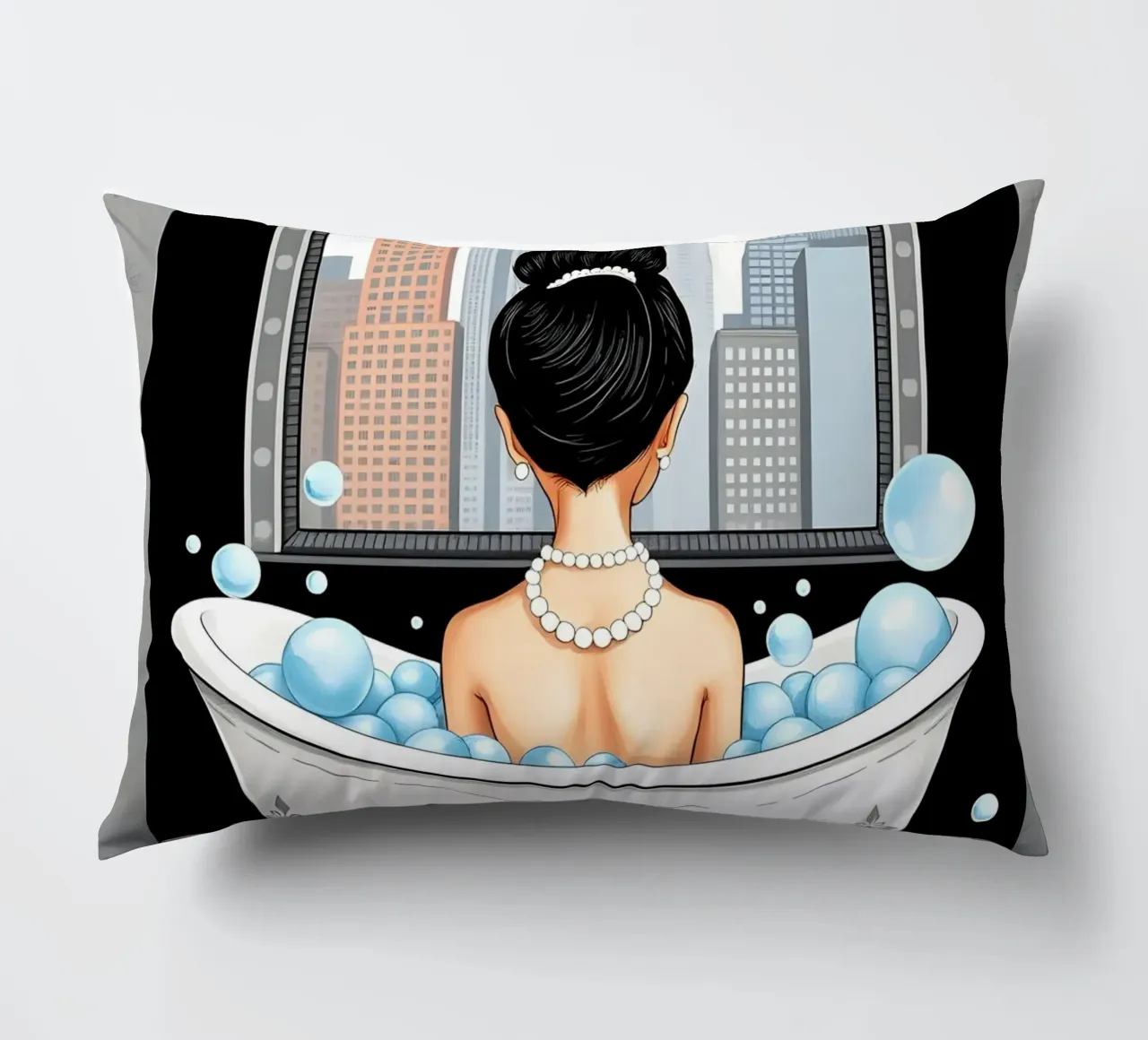Audrey Hepburn In Bath decorative cushion by COLLEEN CRAFTS
