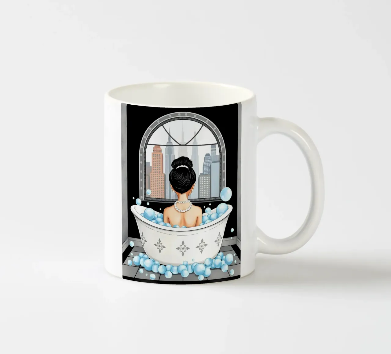 Audrey Hepburn in Bath keramische mok van COLLEEN CRAFTS