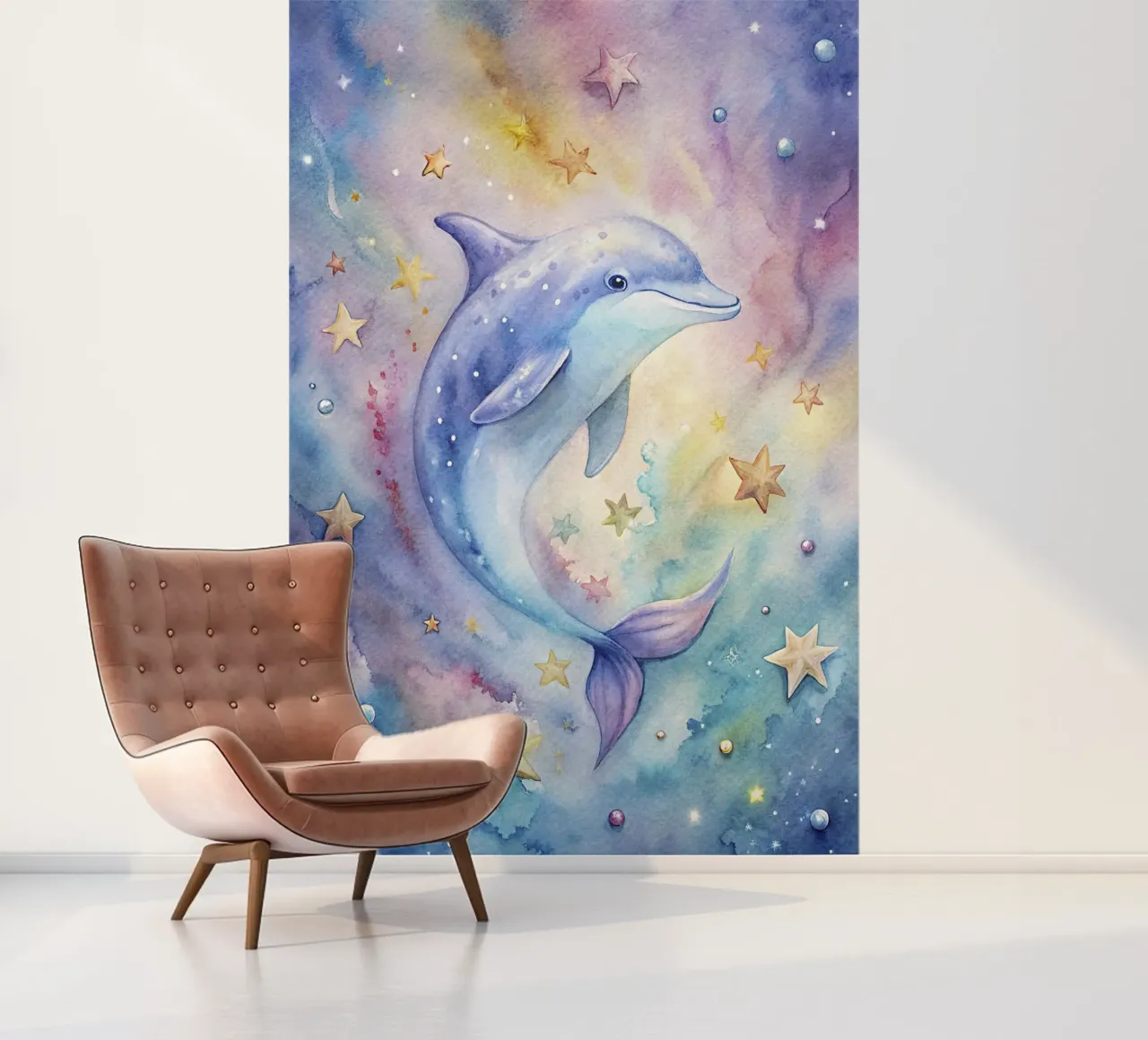 Delfín en acuarela papel para pared de 🎁 ARTVI-SHOP