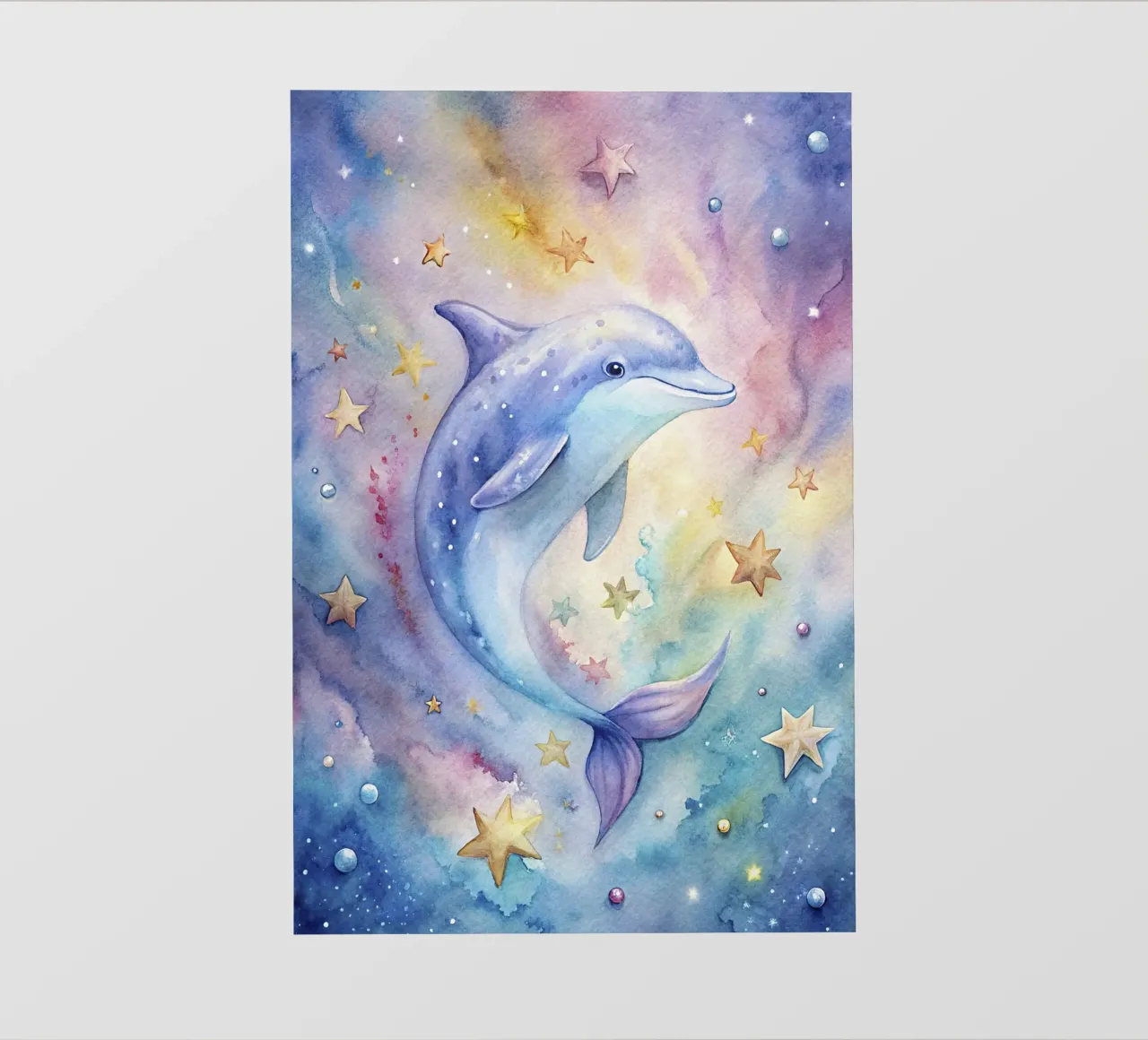 Delfín en acuarela papel para pared de 🎁 ARTVI-SHOP