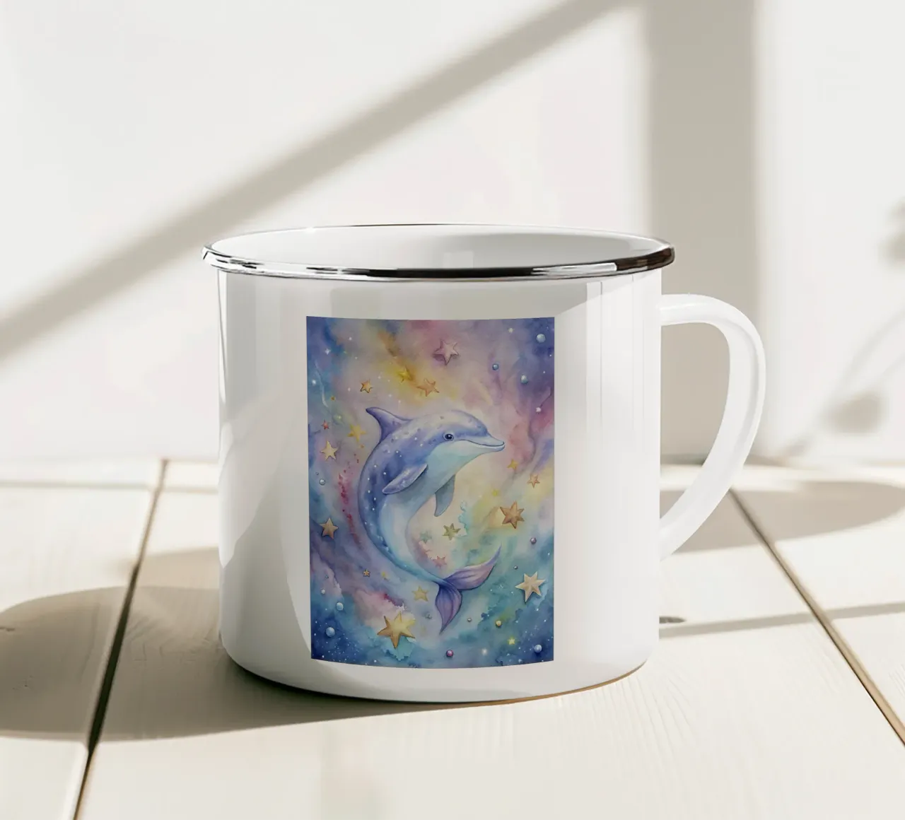 Delfino ad acquerello tazza in smalto da 🎁 ARTVI-SHOP