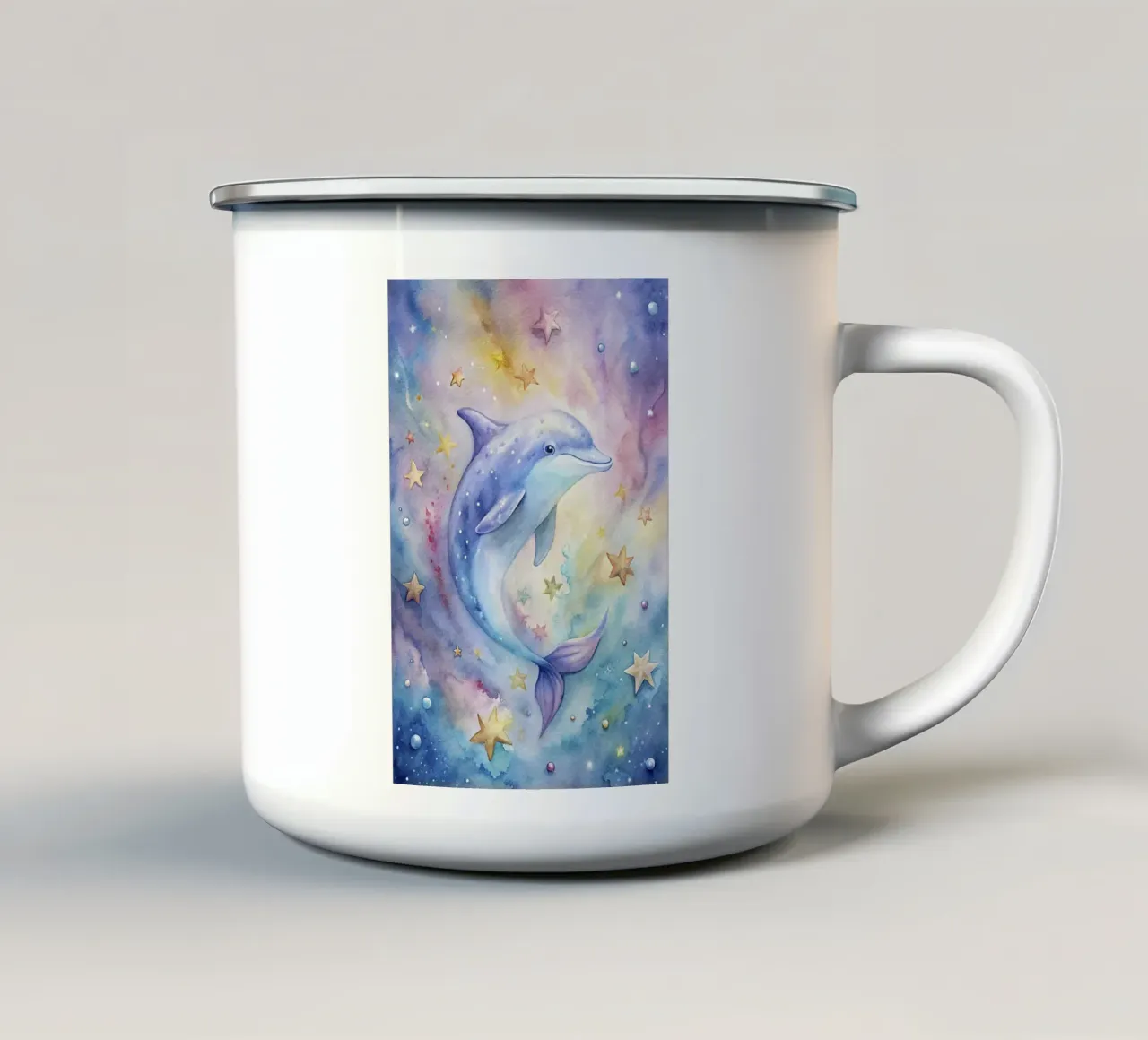 Delfino ad acquerello tazza in smalto da 🎁 ARTVI-SHOP