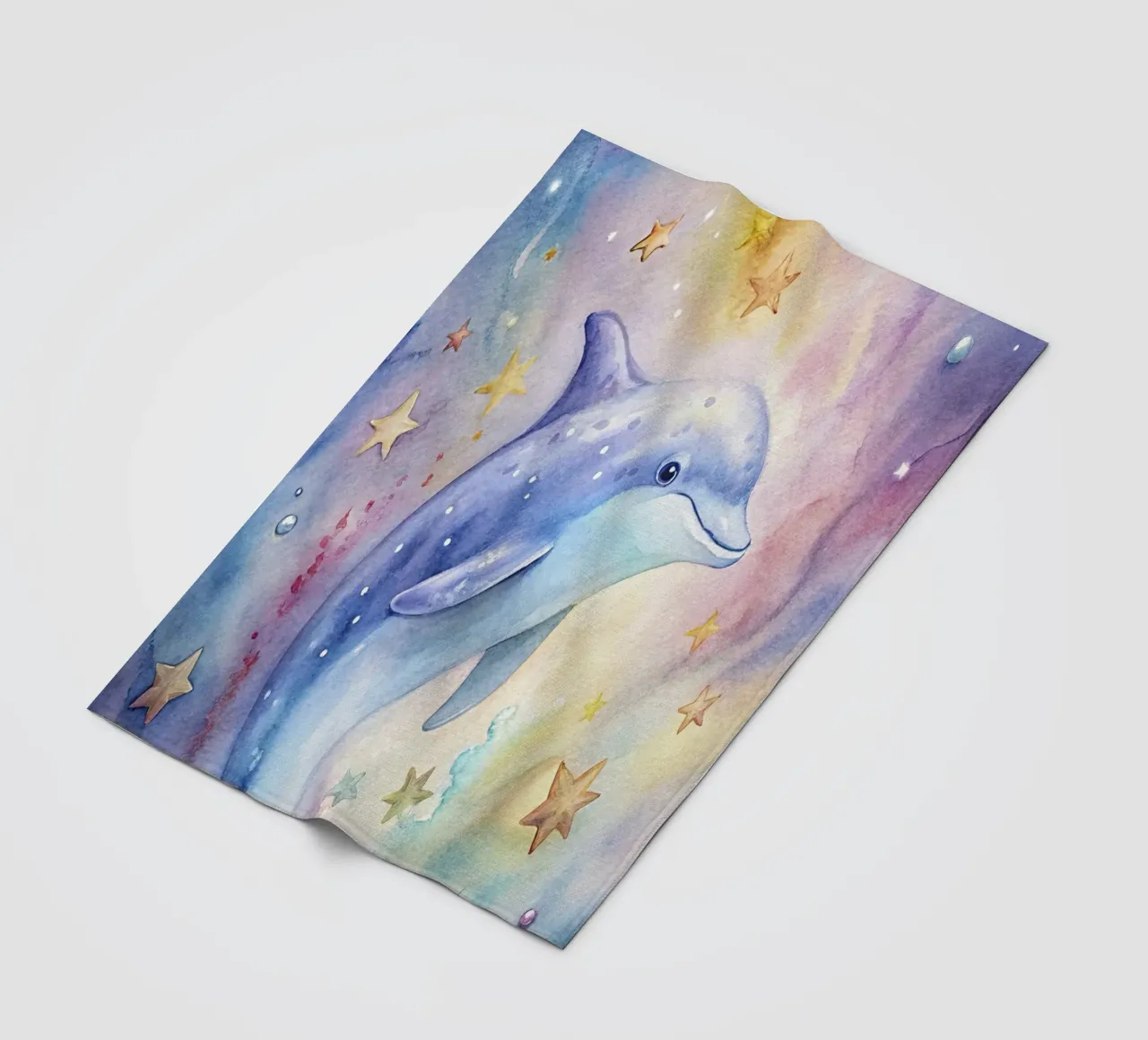 Delfino ad acquerello coperta in pile da 🎁 ARTVI-SHOP