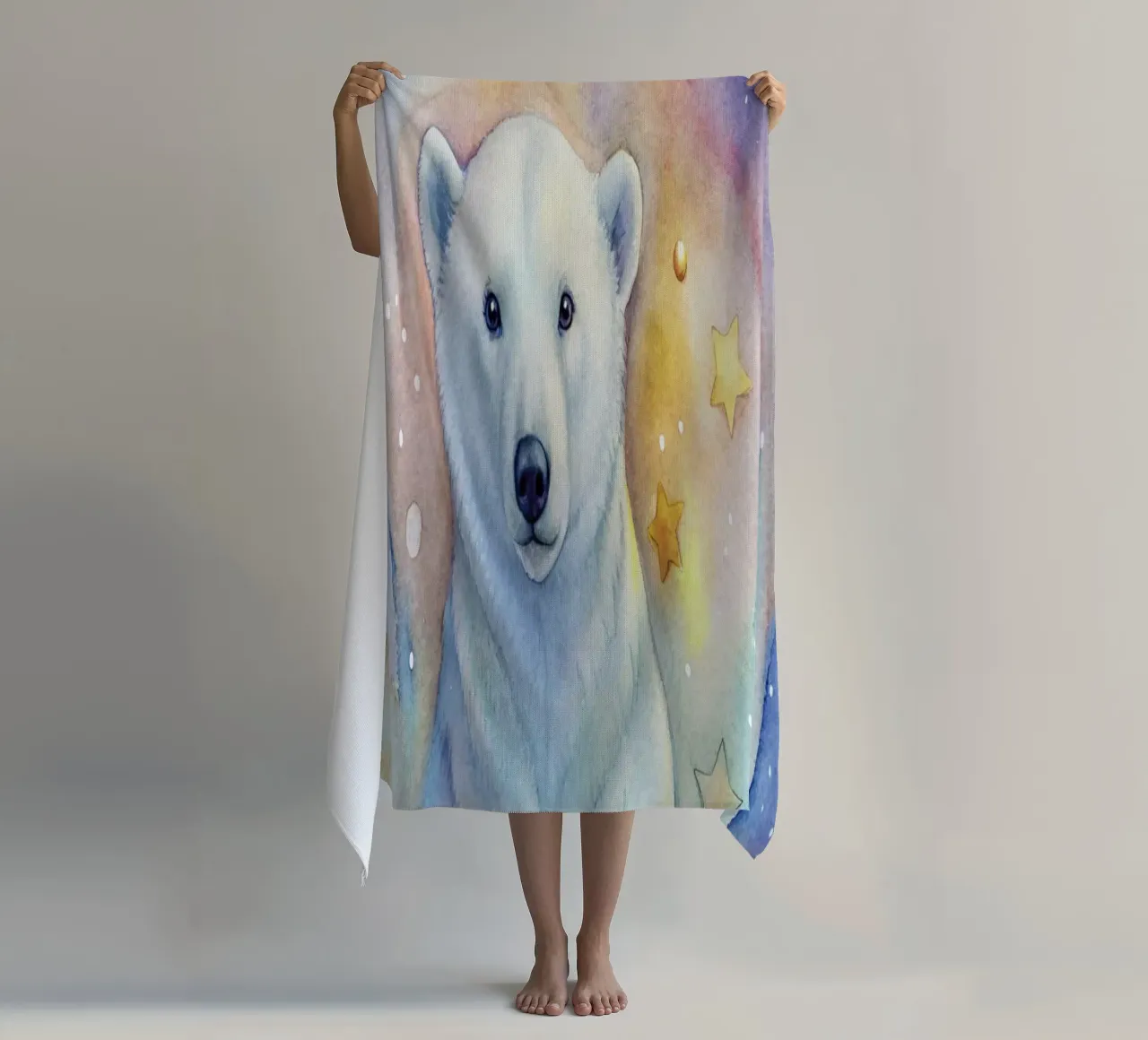 Orso in acquerello telo mare da 🎁 ARTVI-SHOP