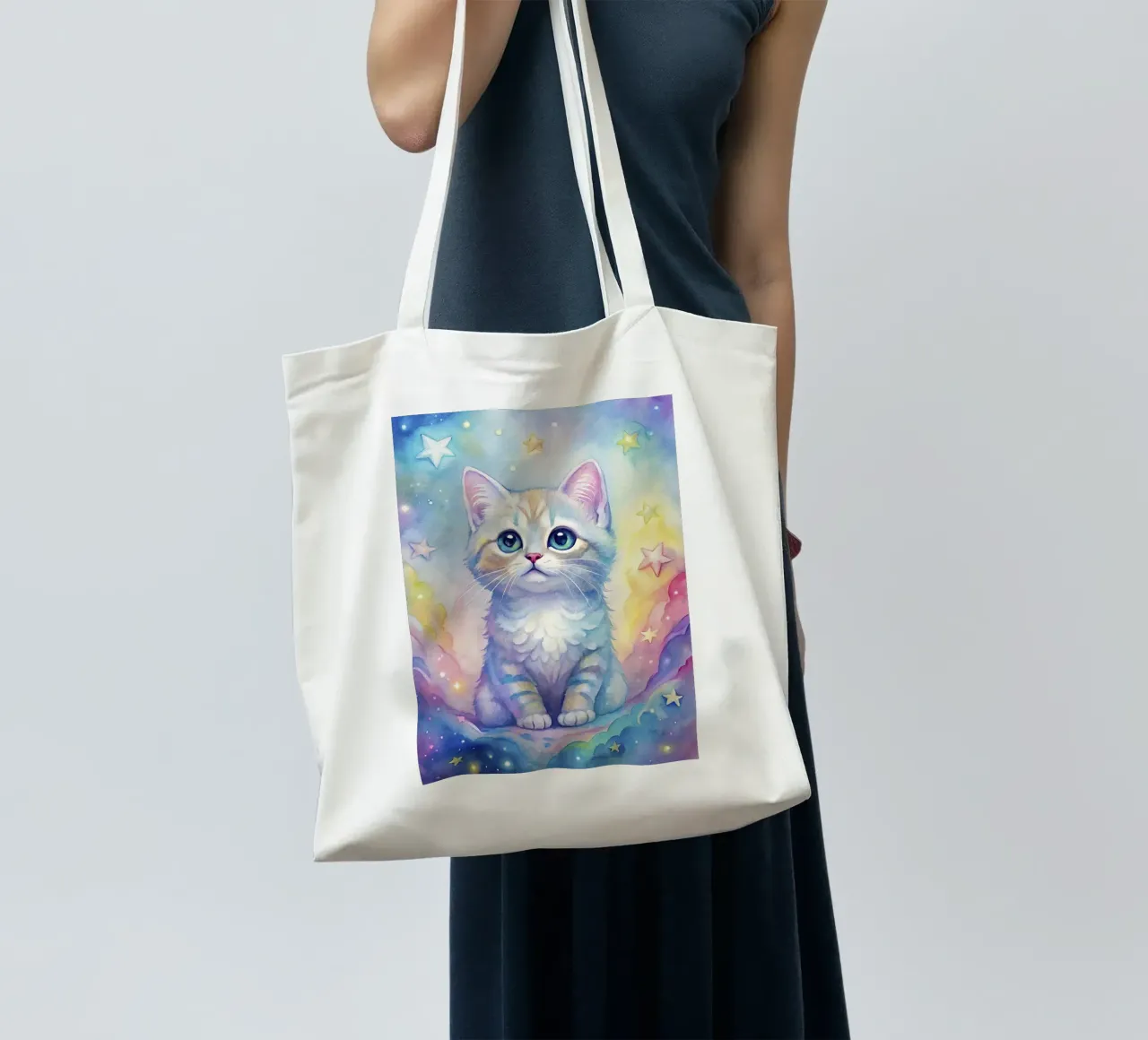 Gattino in acquerello borsa in juta da 🎁 ARTVI-SHOP