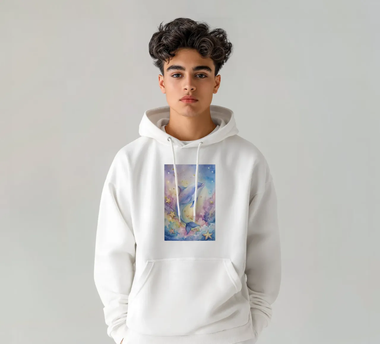 Delfino ad acquerello felpa con cappuccio da 🎁 ARTVI-SHOP